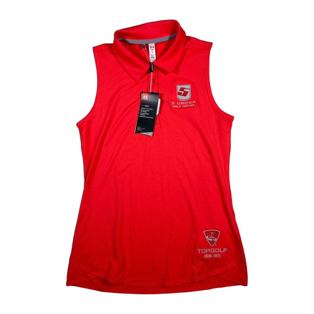 Under Armour Golf Sleeveless Polo Shirt Red HeatGear S Under Golf Center Topgolf